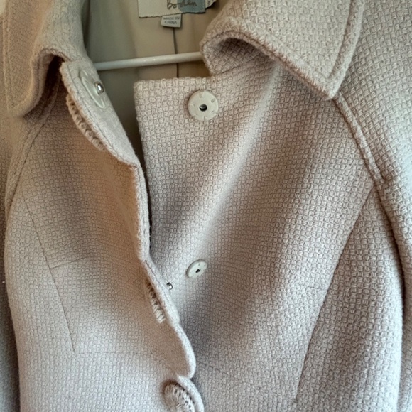 Boden cream scalloped snap button front coat Size 12R - Picture 2 of 7